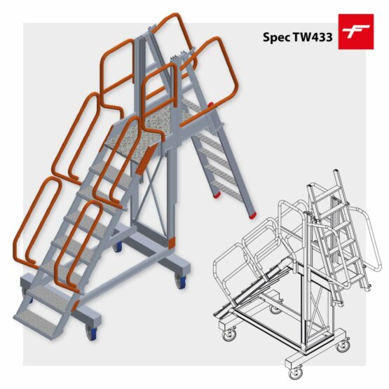 Podest roboczy z rozkładaną drabiną Faraone Spec TW433