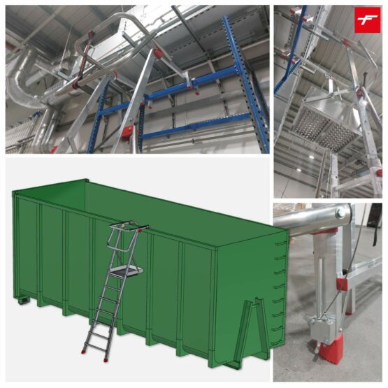 Podest roboczy do pracy przy koparkach kontenerach