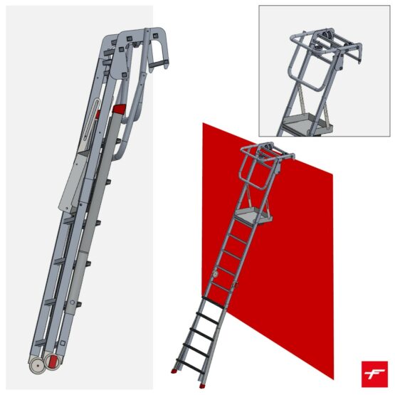 Podest mobilny z rolkami do kontenerów suwany