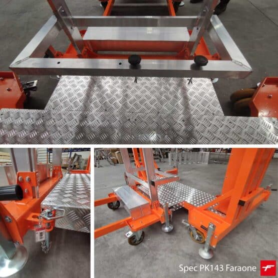 Podest z przyłączanymi schodami - konstrukcja specjalna Faraone Spec PK143