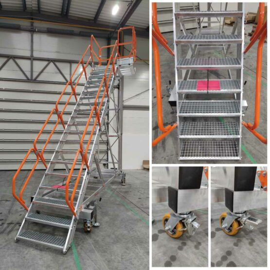 Platforma i schody z kraty WEMA. Podest do odśnieżania pojazdów Faraone Poland