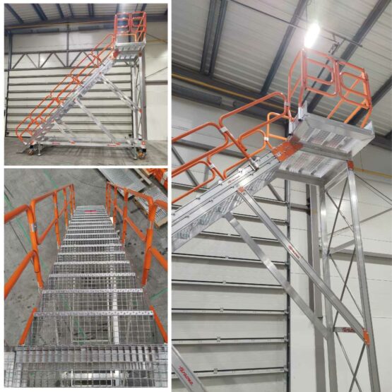 Głębokie stopnie z kraty WEMA. Podest do odśnieżania pojazdów Faraone Poland