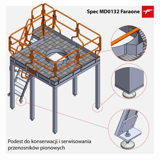Podest do konserwacji i serwisowania przenośników pionowych SPEC MD0132 Faraone