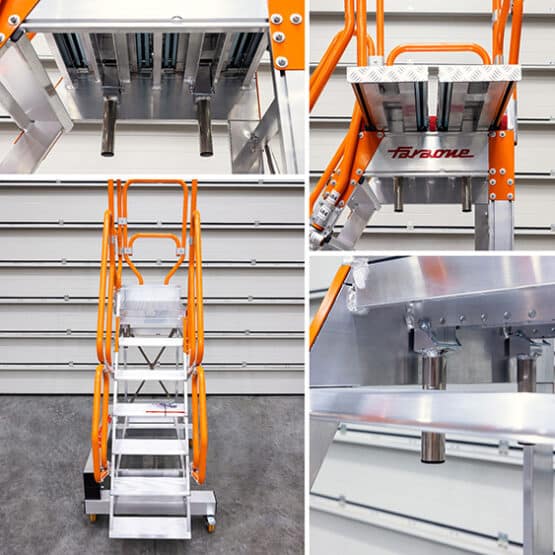 Podest z wysuwanym balkonem TZ0305 Faraone; dwa regulowane niezależnie panele