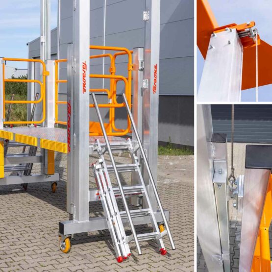 Podest o regulowanej wysokości z przeciwwagą do serwisowania pojazdów ciężarowych Spec RJ0184 Faraone