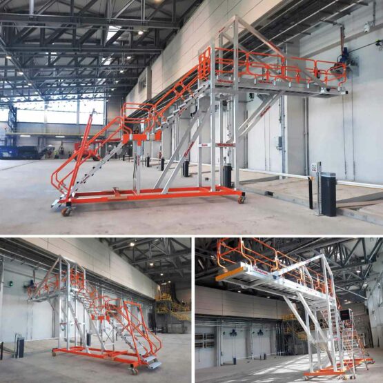 Podest z długim balkonem do serwisowania bram w zakładzie utylizacji odpadów Spec TZ0142 Faraone