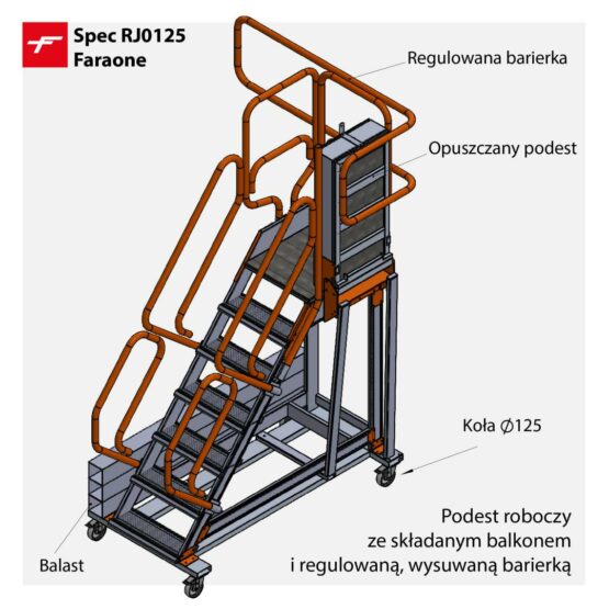 Podest roboczy RJ0125 Faraone ze składanym balkonem i barierką