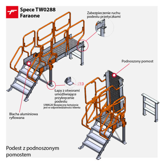 Podest roboczy SPEC TW0288 z podnoszonym pomostem