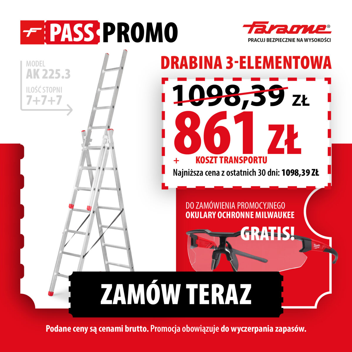 PASS PROMO Drabina 3-elementowa AK Faraone w promocyjnej cenie