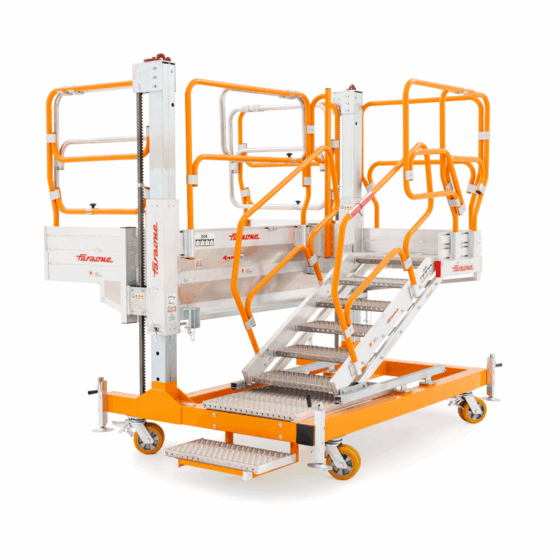 Podest modułowy SPEC PP0049 z regulowaną wysokością i barierkami ochronnymi